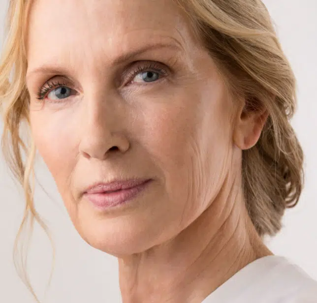 older woman with wrinkles