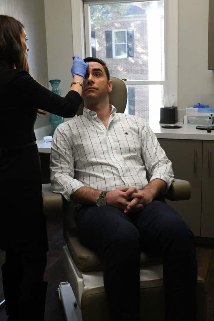 a male patient receiving botox brow lift in charlotte nc