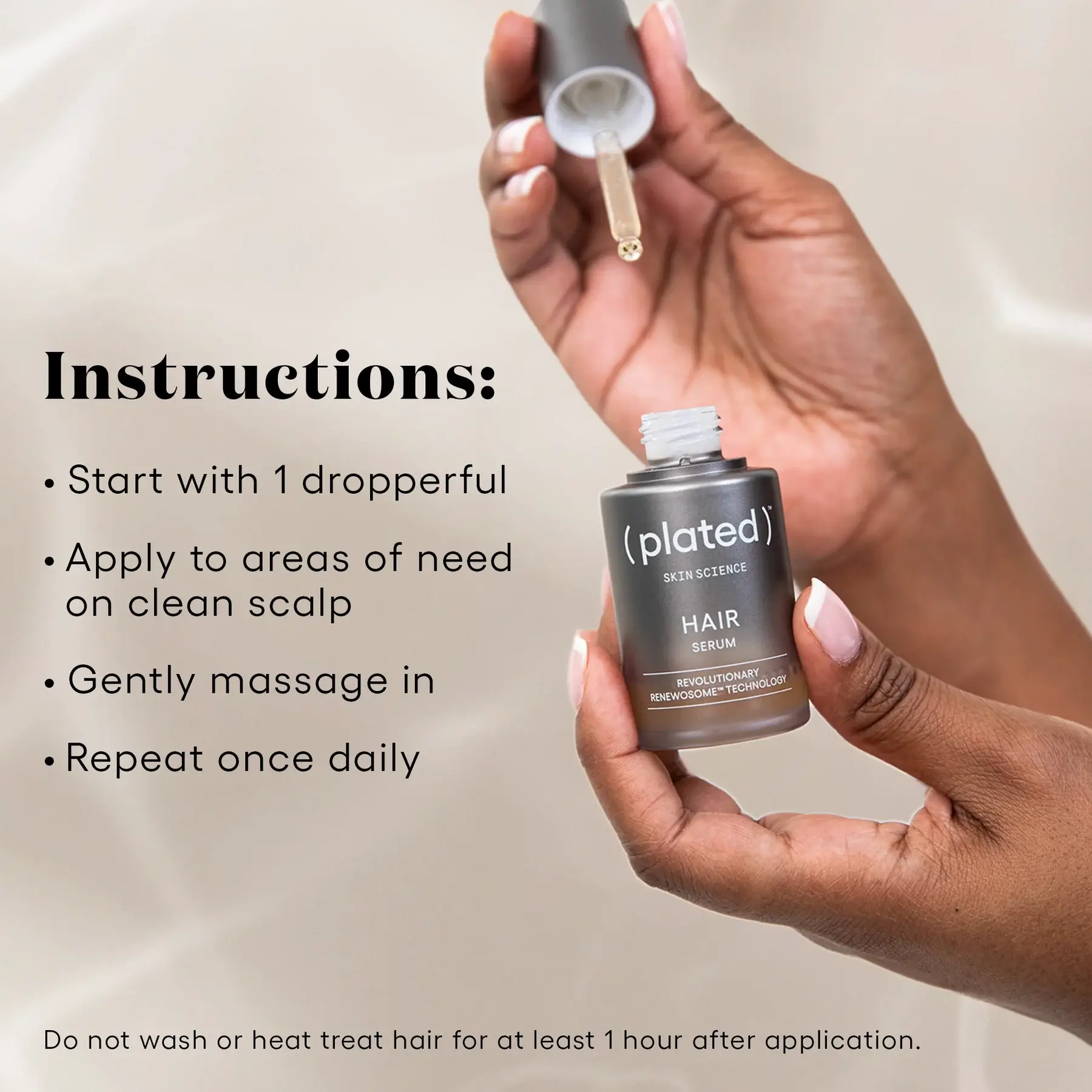 Plated Hair Serum Instructions Infographic
