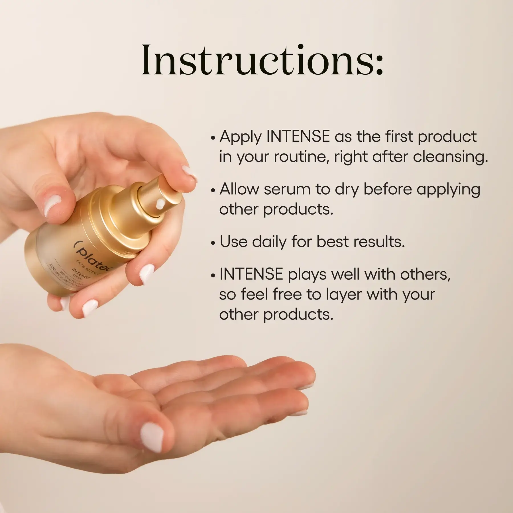 Plated Intense Serum Instructions Infographic